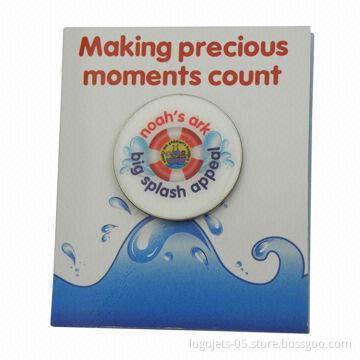 Lapel Pin with Silkscreen or Offset Printing, Epoxy Dome, OEM Designs Welcomed